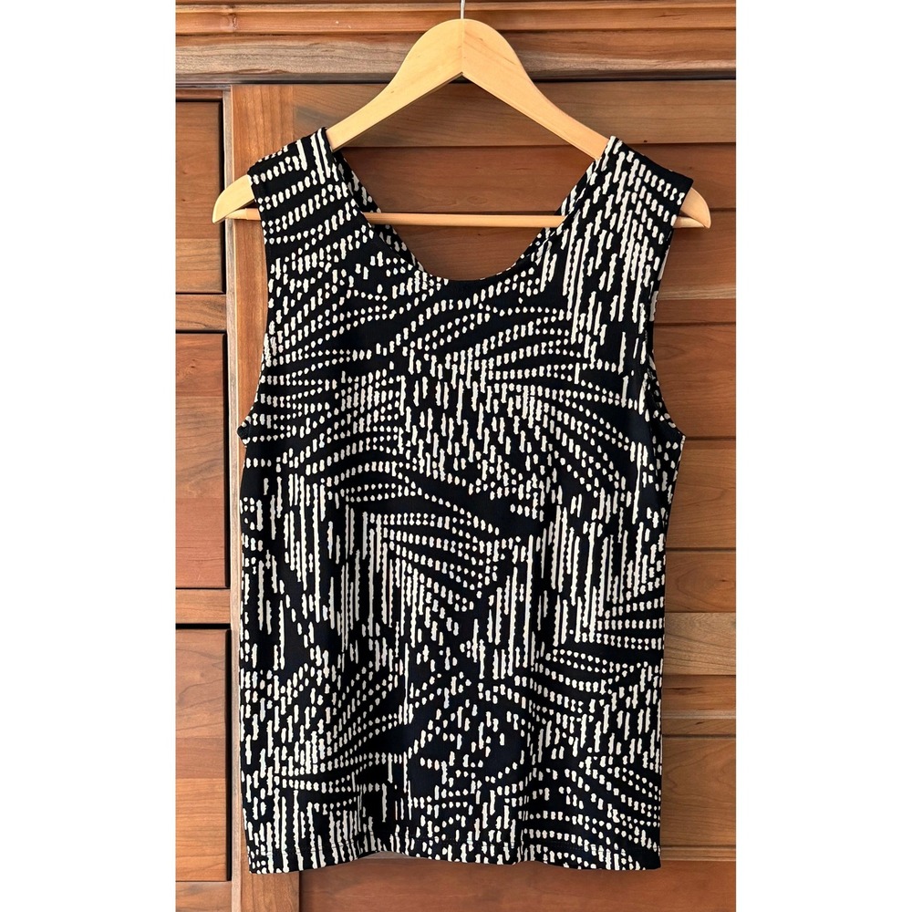 Chico's Travelers Essentials Size 1 (8/10) Convertible Tank Black Tan - Picture 2 of 4